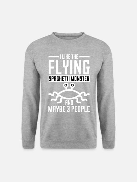 Fliegendes Spaghettimonster Pastafari Pastafariani - Unisex Pullover - Weißgrau meliert