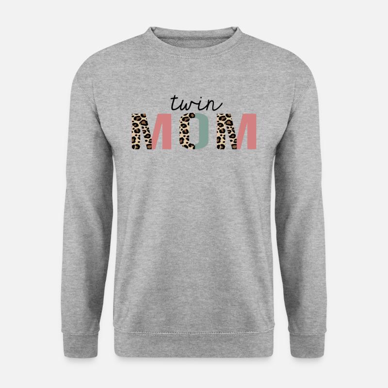 Zwillingsmutter Leopard Print Lustig - Unisex Pullover - Weißgrau meliert