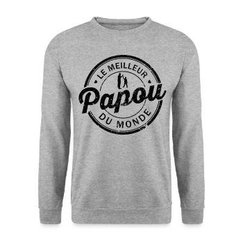 Certifié Le Meilleur Papou de Monde - Sweat-shirt Unisexe - gris chiné - Devant - Alina (178cm) & Michal (187cm)