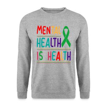 La santé mentale, c’est la santé, briser la stigmatisation - Sweat-shirt Unisexe - gris chiné - Devant - Alina (178cm) & Michal (187cm)