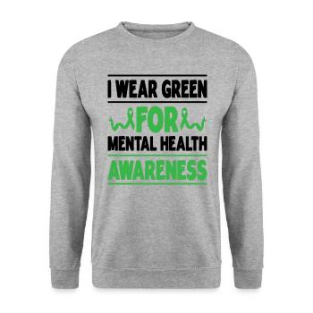 Je porte du vert pour la sensibilisation à la santé mentale Retro - Sweat-shirt Unisexe - gris chiné - Devant - Alina (178cm) & Michal (187cm)