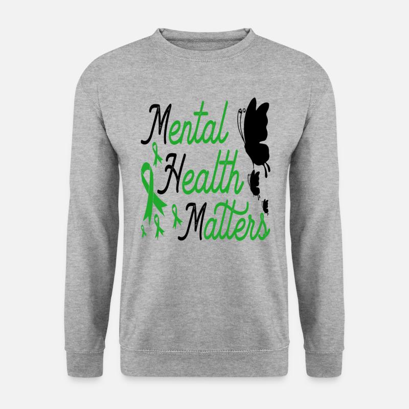 Psychische Gesundheit beendet das Stigma Gesundheit - Unisex Pullover - Weißgrau meliert
