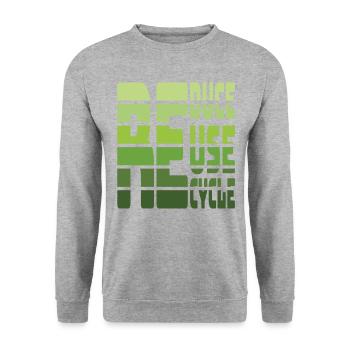 Reduzieren Sie Reuse Recycle Eearth Day - Unisex Pullover - Weißgrau meliert - Vorne - Alina (178cm) & Michal (187cm)
