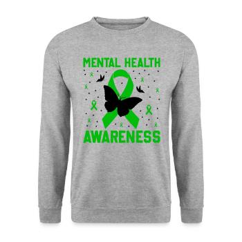 Selbstfürsorge für psychische Gesundheit - Unisex Pullover - Weißgrau meliert - Vorne - Alina (178cm) & Michal (187cm)