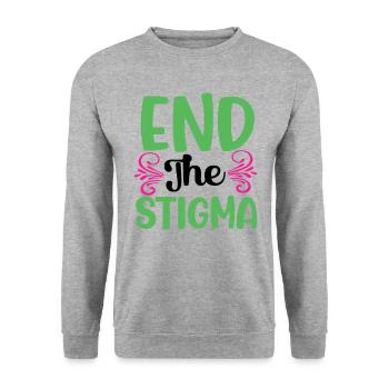 Beenden Sie das Stigma Mental Health Matters Vintage - Unisex Pullover - Weißgrau meliert - Vorne - Alina (178cm) & Michal (187cm)