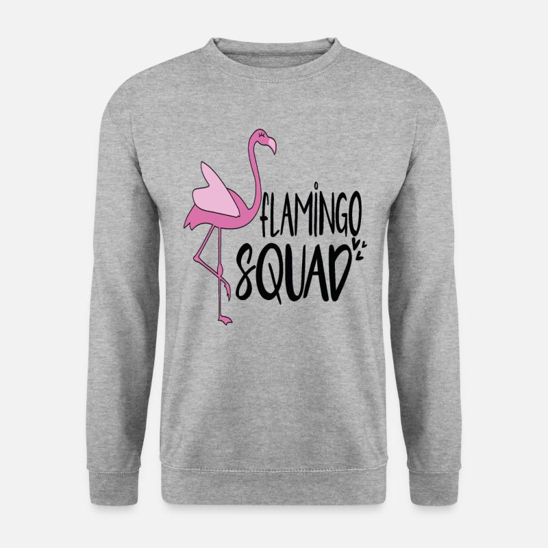 Flamingo-Kader - Unisex Pullover - Weißgrau meliert
