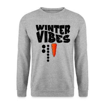 Winter Vibes Snowman - Unisex Sweatshirt - salt & pepper - Front - Alina (178cm) & Michal (187cm)