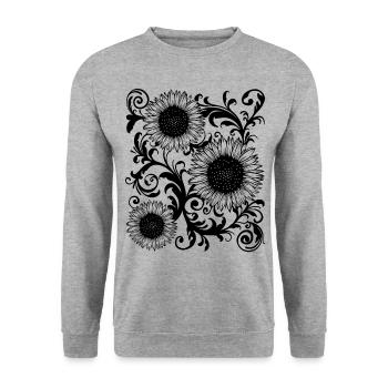 Baroque Aesthetic Sunflower Pattern Dark Academia - Unisex Sweatshirt - salt & pepper - Front - Alina (178cm) & Michal (187cm)