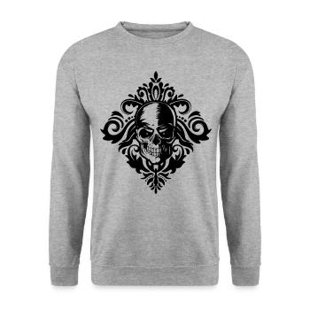Baroque Esthétique Crâne Soft Grunge Dark Academia - Sweat-shirt Unisexe - gris chiné - Devant - Alina (178cm) & Michal (187cm)