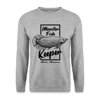 Monster Fish Keeper Arowana Tropical Fish - Unisex Sweatshirt - salt & pepper - Front - Alina (178cm) & Michal (187cm)