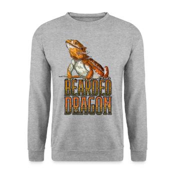 Bearded Dragon Reptile Keeper Beardie Retro - Unisex Sweatshirt - salt & pepper - Front - Alina (178cm) & Michal (187cm)