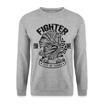Betta Fish Keeper Aquarienbesitzer - Unisex Pullover - Weißgrau meliert - Vorne - Alina (178cm) & Michal (187cm)