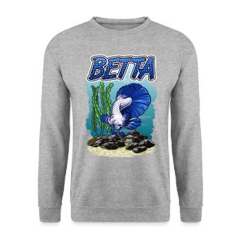 Betta Fish Aquarium For Fish Keepers - Unisex Sweatshirt - salt & pepper - Front - Alina (178cm) & Michal (187cm)