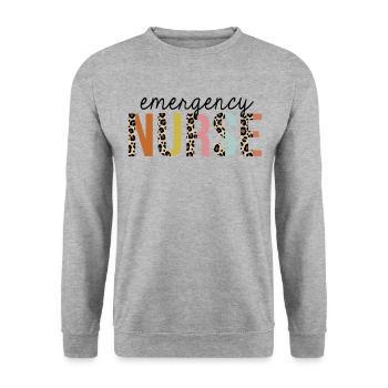 Infirmière d’urgence Leopard Print Infirmière autorisée - Sweat-shirt Unisexe - gris chiné - Devant - Alina (178cm) & Michal (187cm)