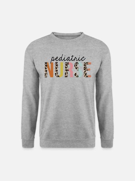Kinderkrankenschwester Leopardenmuster registriert RN - Unisex Pullover - Weißgrau meliert