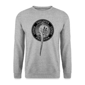 Giant Day Gecko Reptile Keeper Phelsuma Besitzer - Unisex Pullover - Weißgrau meliert - Vorne - Alina (178cm) & Michal (187cm)