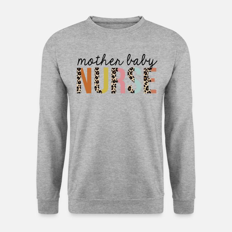 Mutter-Kind-Krankenschwester Leopard Print Registered RN - Unisex Pullover - Weißgrau meliert