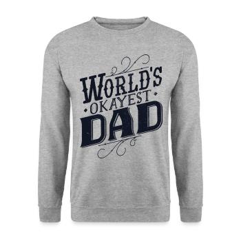 Worlds Okayest Papa Vatertag Geschenk für Männer Retro - Unisex Pullover - Weißgrau meliert - Vorne - Alina (178cm) & Michal (187cm)