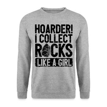 Drôle de fille de chasse aux rochers - Sweat-shirt Unisexe - gris chiné - Devant - Alina (178cm) & Michal (187cm)