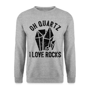 Drôle de géologue à la chasse aux pierres - Sweat-shirt Unisexe - gris chiné - Devant - Alina (178cm) & Michal (187cm)