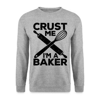 Lustiger Brotbacken-Bäcker - Unisex Pullover - Weißgrau meliert - Vorne - Alina (178cm) & Michal (187cm)