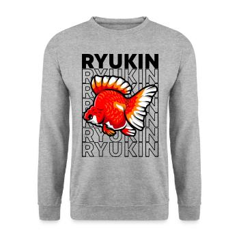 Ryukin Goldfish 80's Style Fancy Goldfish Owner - Sweat-shirt Unisexe - gris chiné - Devant - Alina (178cm) & Michal (187cm)