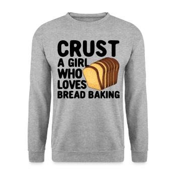 Lustiger Brotbacken-Bäcker - Unisex Pullover - Weißgrau meliert - Vorne - Alina (178cm) & Michal (187cm)
