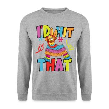 J’avais frappé cette Pinata Mexican Cinco de Mayo Party - Sweat-shirt Unisexe - gris chiné - Devant - Alina (178cm) & Michal (187cm)
