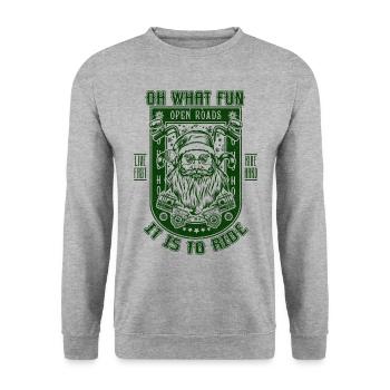 Lustige Weihnachten Motorrad Santa Biker Motorrad - Unisex Pullover - Weißgrau meliert - Vorne - Alina (178cm) & Michal (187cm)