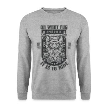 Lustige Weihnachten Motorrad Santa Biker Motorrad - Unisex Pullover - Weißgrau meliert - Vorne - Alina (178cm) & Michal (187cm)