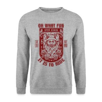 Lustige Weihnachten Motorrad Santa Biker Motorrad - Unisex Pullover - Weißgrau meliert - Vorne - Alina (178cm) & Michal (187cm)