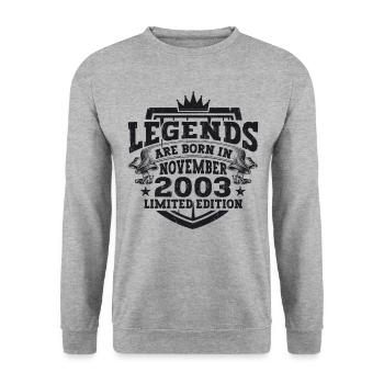 Legend November 2003 19th Birthday Gift Fun - Unisex Sweatshirt - salt & pepper - Front - Alina (178cm) & Michal (187cm)