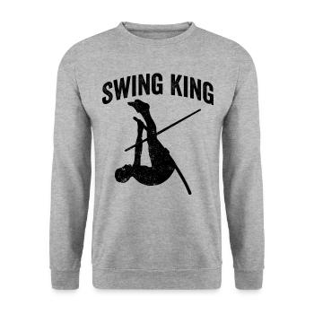 Lustiger Stabhochsprung Stabhochsprung - Unisex Pullover - Weißgrau meliert - Vorne - Alina (178cm) & Michal (187cm)