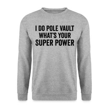 Lustiger Stabhochsprung - Unisex Pullover - Weißgrau meliert - Vorne - Alina (178cm) & Michal (187cm)