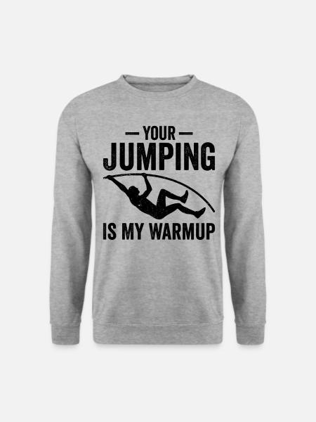 Lustiger Stabhochsprung Stabhochsprung - Unisex Pullover - Weißgrau meliert