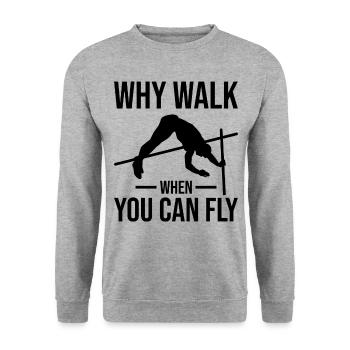 Lustiger Stabhochsprung Stabhochsprung - Unisex Pullover - Weißgrau meliert - Vorne - Alina (178cm) & Michal (187cm)
