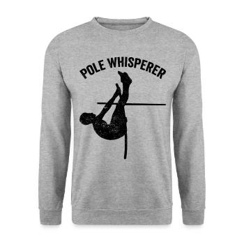 Lustiger Stabhochsprung Stabhochsprung - Unisex Pullover - Weißgrau meliert - Vorne - Alina (178cm) & Michal (187cm)