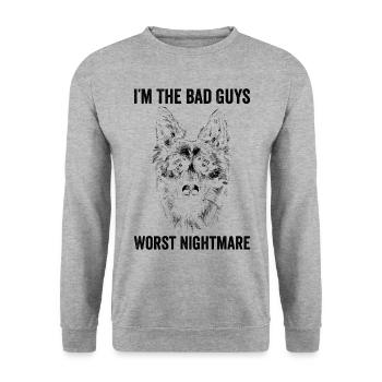 Polizeibeamter Polizeihund - Unisex Pullover - Weißgrau meliert - Vorne - Alina (178cm) & Michal (187cm)