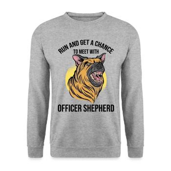 Polizeibeamter Polizeihund - Unisex Pullover - Weißgrau meliert - Vorne - Alina (178cm) & Michal (187cm)
