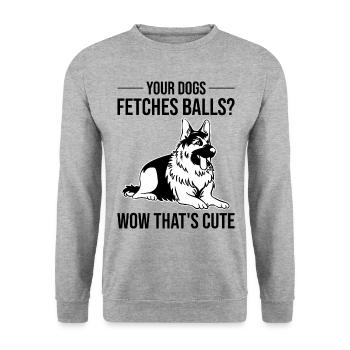 Polizeibeamter Polizeihund - Unisex Pullover - Weißgrau meliert - Vorne - Alina (178cm) & Michal (187cm)
