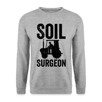 Soil Surgeon Landwirt Landwirtschaft - Unisex Pullover - Weißgrau meliert - Vorne - Alina (178cm) & Michal (187cm)