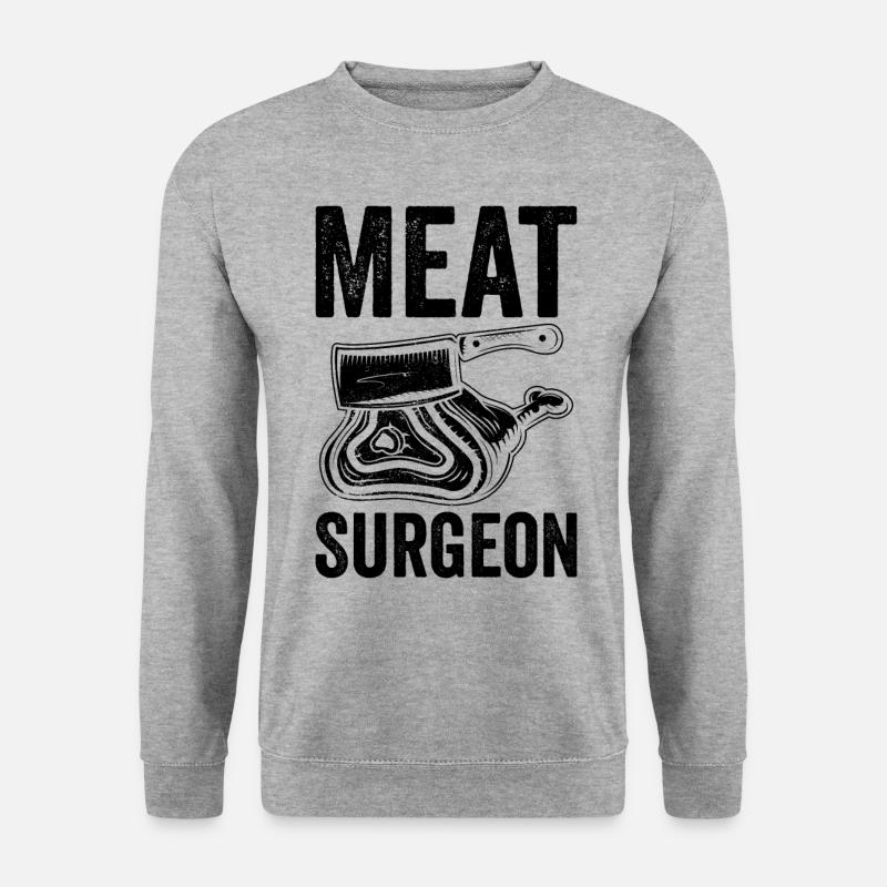 Fleischer Chirurg Metzger - Unisex Pullover - Weißgrau meliert