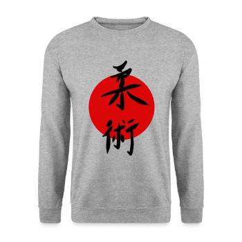 Ju Jutsu Kampfsport Shirt Sticker Jiu Jitsu - Unisex Pullover - Weißgrau meliert - Vorne - Alina (178cm) & Michal (187cm)