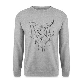 Toile d’araignée Coeur Gothique Goth Spider Net - Sweat-shirt Unisexe - gris chiné - Devant - Alina (178cm) & Michal (187cm)