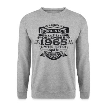 Né en décembre 1965 Cadeau de 57e anniversaire - Sweat-shirt Unisexe - gris chiné - Devant - Alina (178cm) & Michal (187cm)