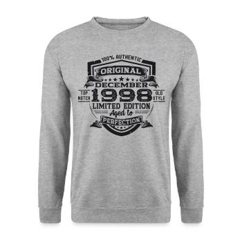 December Born 1998 24th birthday gift - Unisex Sweatshirt - salt & pepper - Front - Alina (178cm) & Michal (187cm)