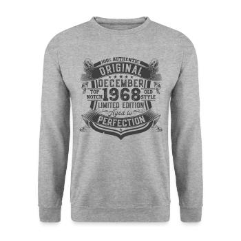 Original December 1968 54th Birthday Gift - Unisex Sweatshirt - salt & pepper - Front - Alina (178cm) & Michal (187cm)