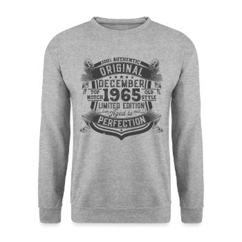 Né en décembre 1965 Cadeau de 57e anniversaire - Sweat-shirt Unisexe - gris chiné - Devant - Alina (178cm) & Michal (187cm)