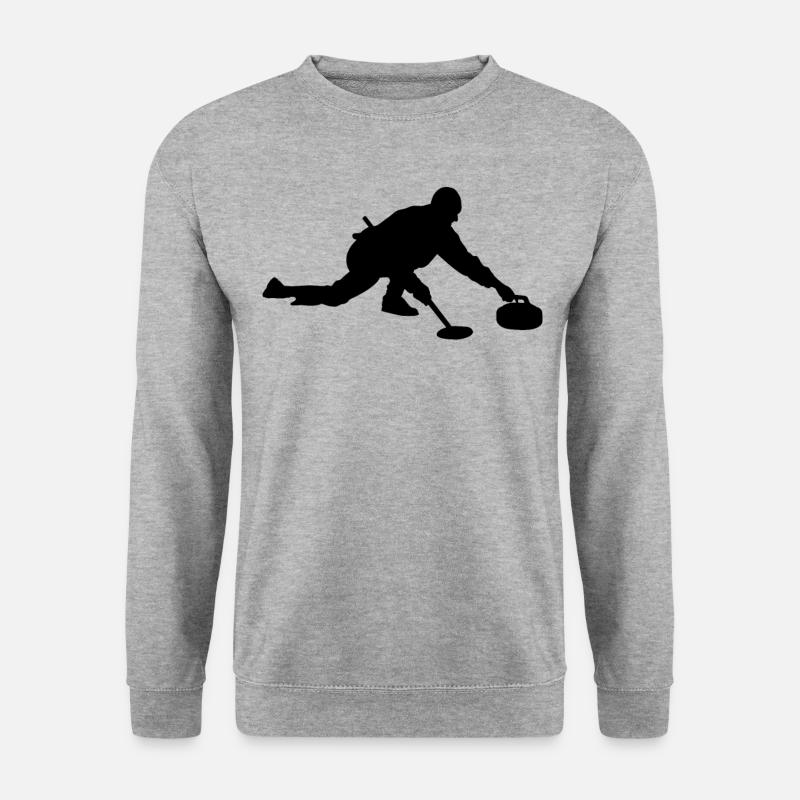 Curling Spieler - Unisex Pullover - Weißgrau meliert