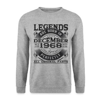 Original December 1968 54th Birthday Legend - Unisex Sweatshirt - salt & pepper - Front - Alina (178cm) & Michal (187cm)